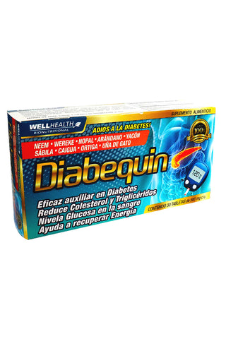 TBS. DIABEQUIN C/30 500 MG* neem,wereke,nopal,arandano,yacon,sabila,caigua,ortiga,uña de gato
