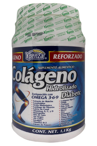 POLVO COLAGENO HIDROLIZADO  DIABETEC  NATURAL. 1.100KG* Colageno Reforzado Enriquecido con Omega 3-6-9 1x24