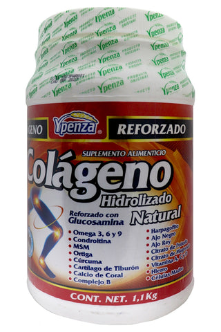 POLVO COLAGENO HIDROLIZADO NATURAL 1.100 KG*  Colageno Reforzado con Glucosamina 1x24