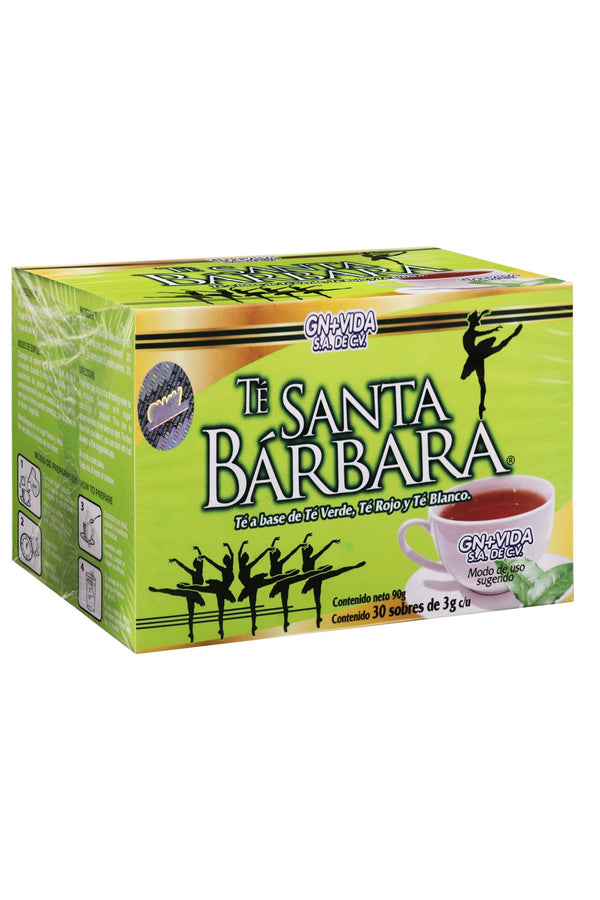 TÉ SANTA BÁRBARA C/30 SOBRES DE 3GR C/U. TÉ A BASE DE TÉ VERDE, TÉ ROJO Y TÉ BLANCO. CERTIFICADO DE CALIDAD HARPC.