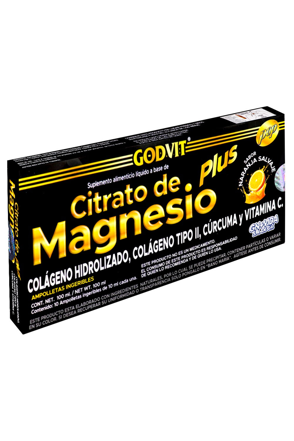 AMP. CITRATO DE MAGNESIO PLUS C/10 COLAGENO HIDROLIZADO, COLAGENO TIPO II, RIZOMA DE CURCUMA Y VIT C* 1X44