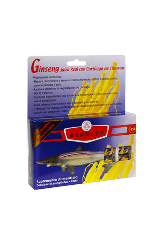 AMP. GINSENG JALEA REAL CON CARTILAGO DE TIBURON C/6 (10ml c/u)