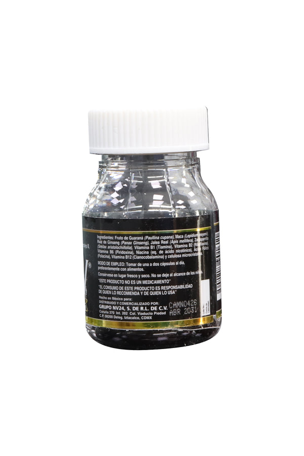 CAP. AGRAMN BLACK C/15 DE 500 MG C/U. A BASE DE VITAMINAS DEL COMPLEJO B, GUARANÁ, MACA, GINSENG, JALEA REAL Y ZARZAPARRILLA.