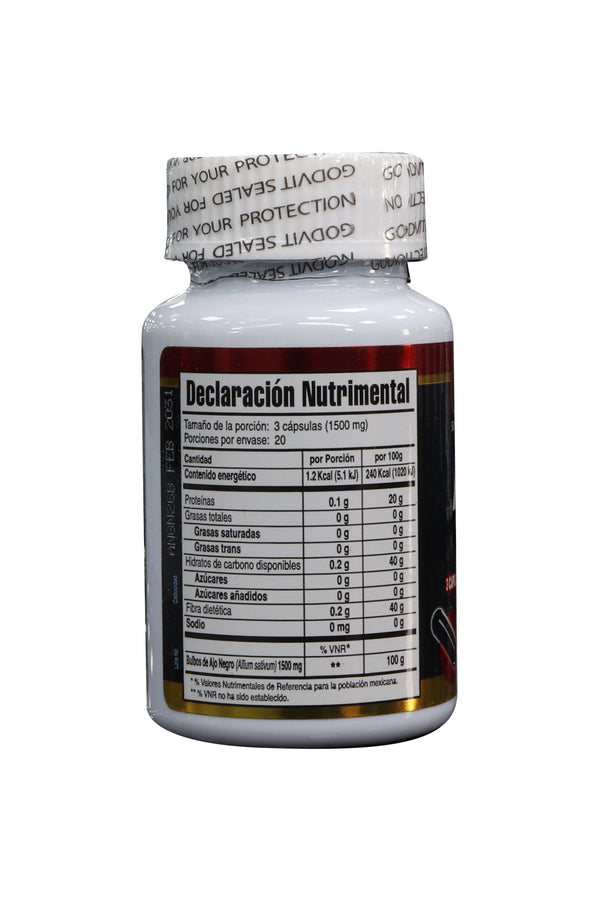 CAPS. AJO NEGRO C/60 DE 500 MG C/U. GODVIT.