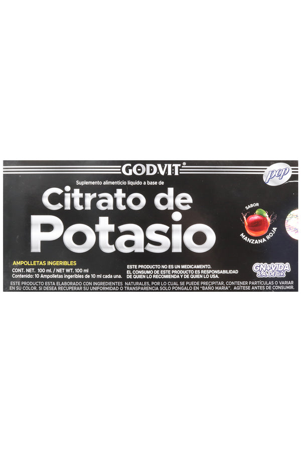 AMP. CITRATO DE POTASIO SOLUCIÓN INGERIBLE C/10 AMP. DE 10 ML C/U. SABOR MANZANA ROJA