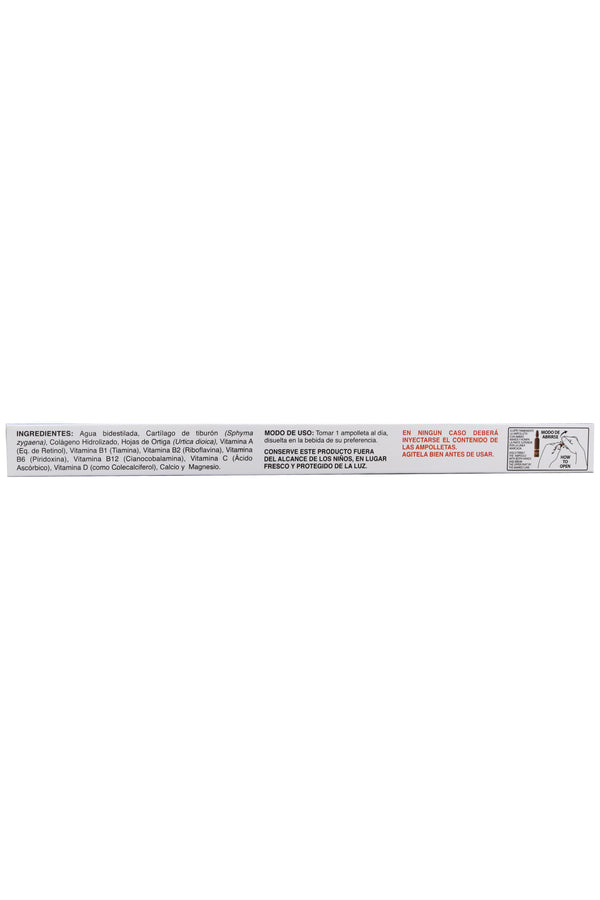 AMP. ATIRIDA PLUS+ SOLUCIÓN INGERIBLE C/10 AMP. DE 10 ML C/U. CARTÍLAGO DE TIBURÓN, ORTIGA, COLÁGENO HIDROLIZADO, VITAMINAS Y MINERALES. ADICIONADO CON COLÁGENO TIPO II.