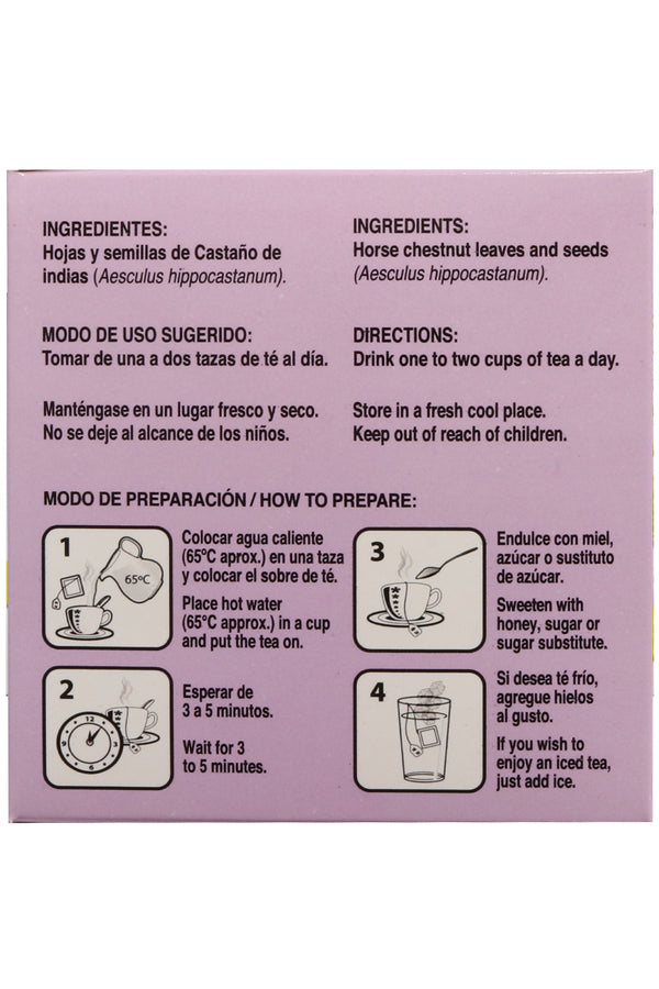 TÉ CASTAÑO DE INDIAS, VARICOSSAN C/30 SOBRES DE 3GR C/U. CERTIFICADO DE CALIDAD HARPC.
