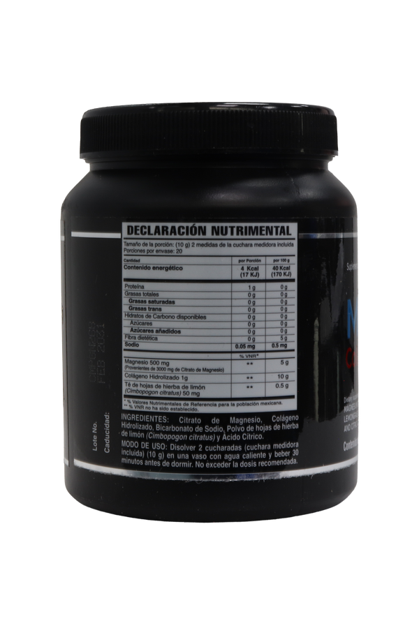 SUPLEMENTO ALIMENTICIO EN POLVO PARA RECONSTITUIR BEBIDA A BASE DE CITRATO DE MAGNESIO CON COLÁGENO HIDROLIZADO C/ 200 GR. SABOR TÉ DE LIMÓN.