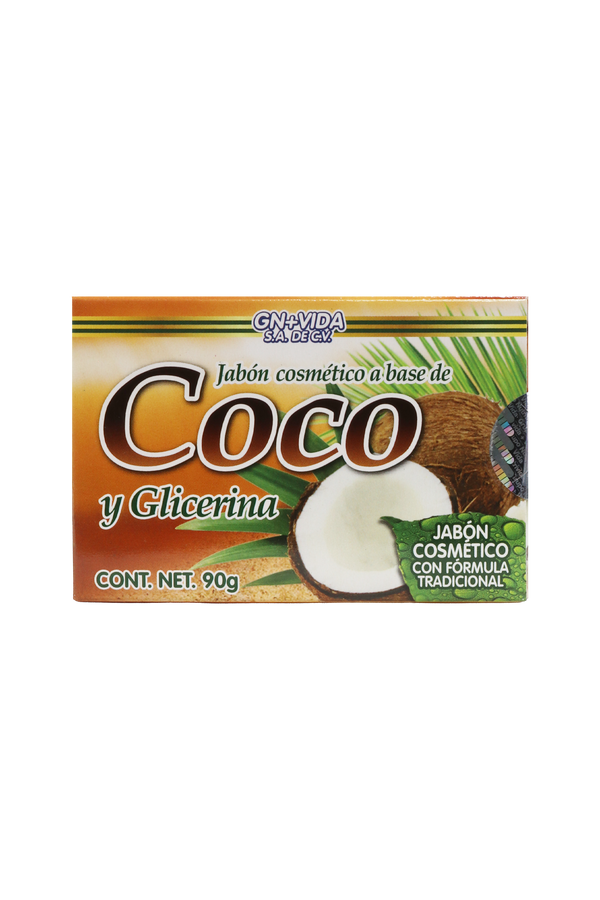 JABÓN COSMÉTICO A BASE DE COCO Y GLICERINA C/90 GR. JABÓN COSMÉTICO CON FÓRMULA TRADICIONAL.