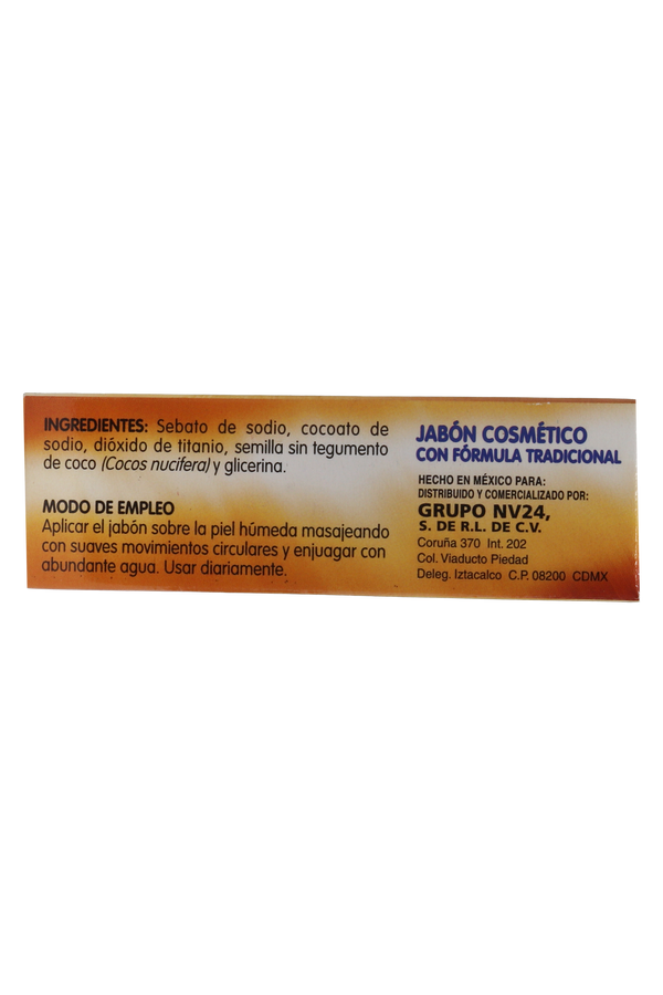 JABÓN COSMÉTICO A BASE DE COCO Y GLICERINA C/90 GR. JABÓN COSMÉTICO CON FÓRMULA TRADICIONAL.