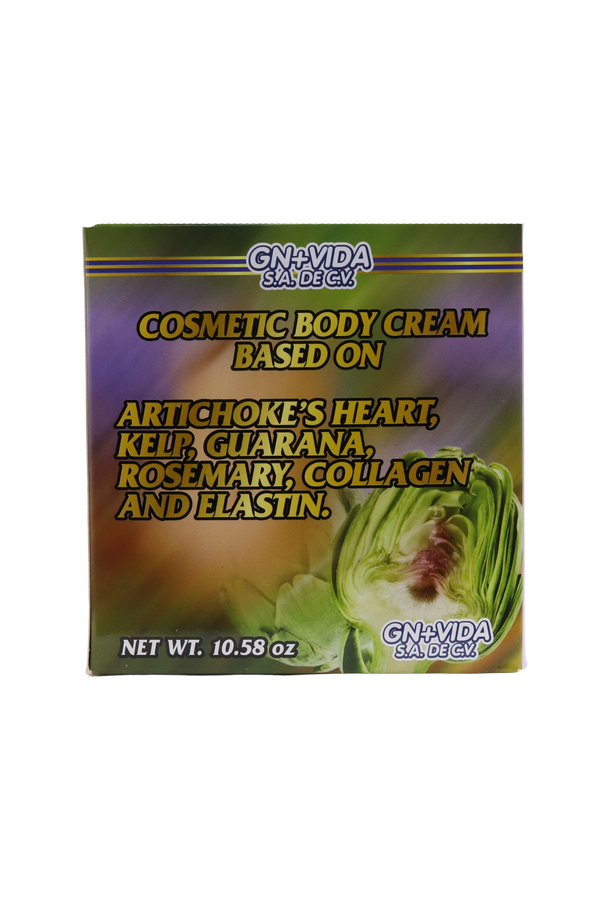 CREMA CORPORAL COSMETICA DE CORAZÓN DE ALCACHOFA C/300 GR + 200 GR GRATIS. ADICIONADA CON ALGAS KELP, GUARANÁ, ROMERO, COLÁGENO Y ELASTINA.