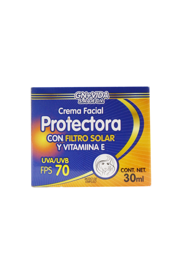 CREMA FACIAL PROTECTORA CON FILTRO SOLAR Y VIT. E (FPS 70) C/ 30 ML.