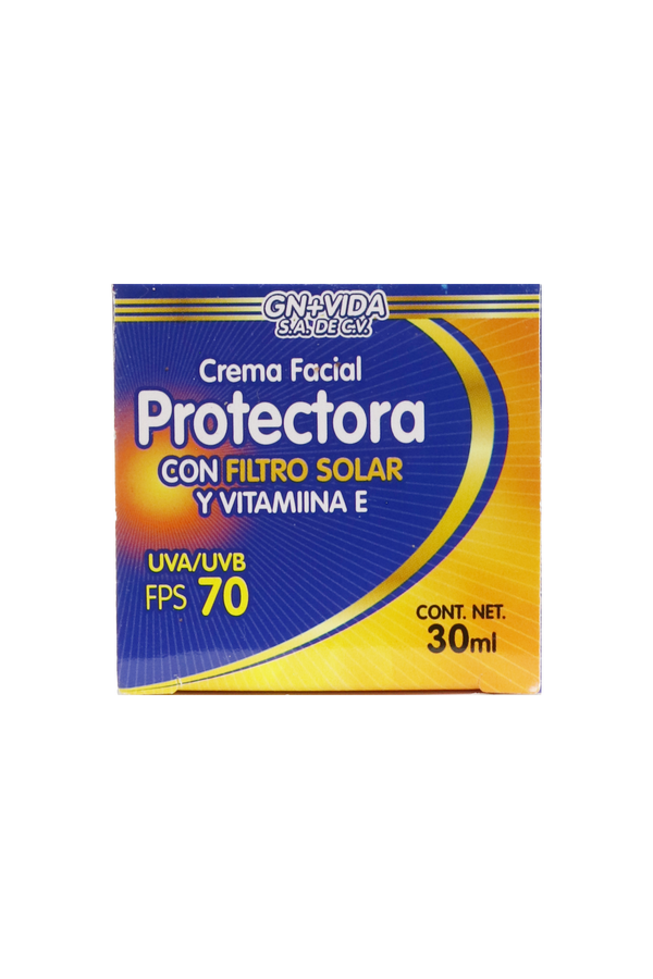 CREMA FACIAL PROTECTORA CON FILTRO SOLAR Y VIT. E (FPS 70) C/ 30 ML.