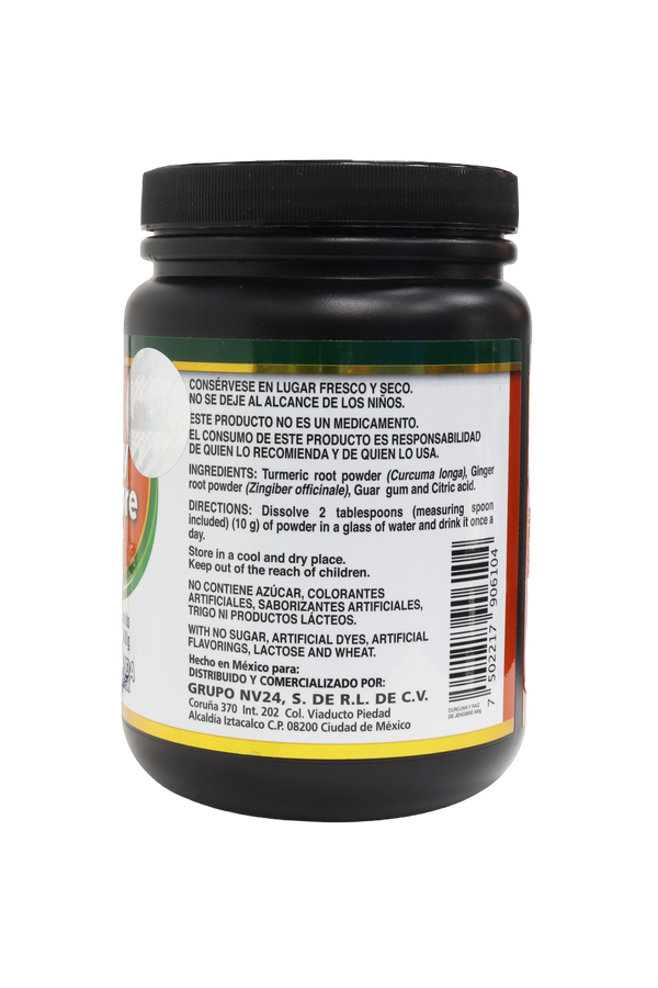 ALIMENTO EN POLVO A BASE DE CÚRCUMA Y RAIZ DE JENGIBRE C/400 GR.