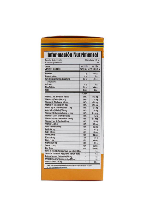 TBS. DIaHITAL C/60 DE 1.8 GR C/U. UNISEX. A BASE DE NOPAL, SALVADO DE TRIGO, LECHUGA, ARÁNDANO Y ÁCIDO GLUTÁMICO. ADICIONADO CON VITAMINAS Y MINERALES.