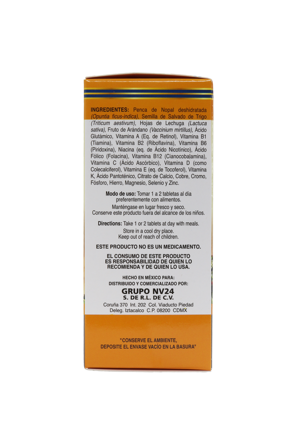 TBS. DIaHITAL C/60 DE 1.8 GR C/U. UNISEX. A BASE DE NOPAL, SALVADO DE TRIGO, LECHUGA, ARÁNDANO Y ÁCIDO GLUTÁMICO. ADICIONADO CON VITAMINAS Y MINERALES.
