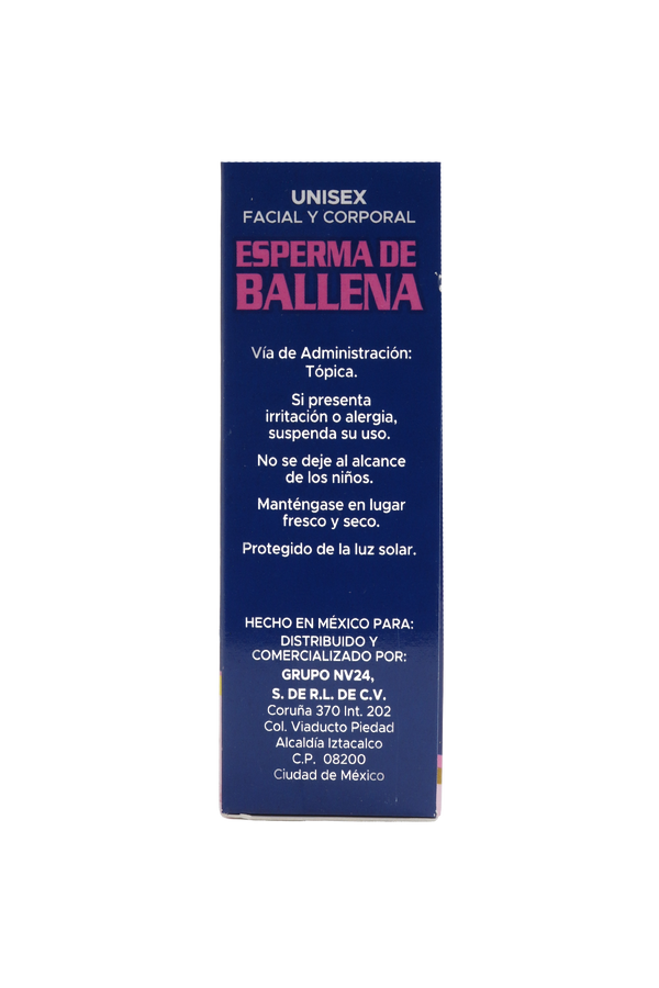 SOLUCIÓN COSMÉTICA UNISEX SERÚM DE ESPERMA DE BALLENA 50ML. CON COLÁGENO HIDROLIZADO, ÁCIDO HIALURÓNICO, ELASTINA, VIT A, VIT E, ALMENDRAS DULCES Y ROSA MOSQUETA.