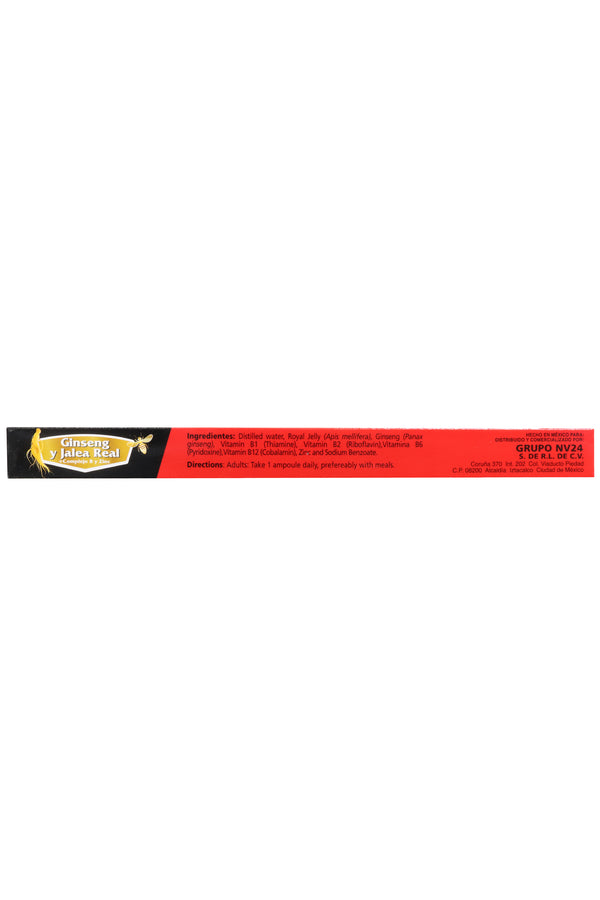 AMP. GINSENG Y JALEA REAL+COMPLEJO B Y ZINC SOLUCIÓN INGERIBLE C/10 AMP. DE 10 ML C/U.