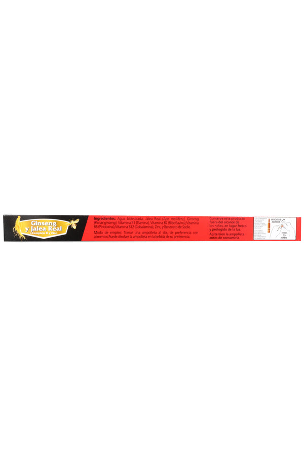 AMP. GINSENG Y JALEA REAL+COMPLEJO B Y ZINC SOLUCIÓN INGERIBLE C/10 AMP. DE 10 ML C/U.