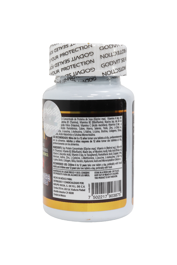 TBS. HAIRBURST C/60 DE 1GR C/U. SUPLEMENTO PARA EL CABELLO A BASE DE PROTEÍNA DE SOYA,VITAMINAS, MINERALES, AMINOÁCIDOS, COLÁGENO, SILICA, BIOTINA, KERATINA Y ÁCIDO HIALURÓNICO .