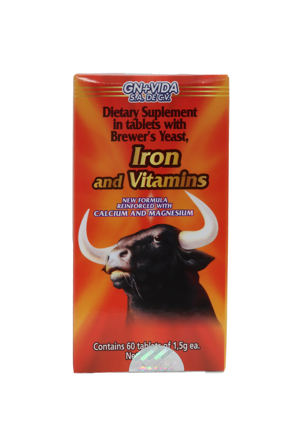 TBS. HIERRO Y VITAMINAS CON LEVADURA DE CERVEZA C/60 DE 1.5 GR C/U. NUEVA FÓRMULA REFORZADA CON CALCIO Y MAGNESIO.