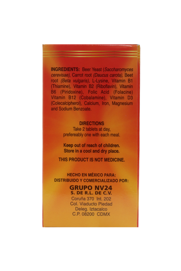 TBS. HIERRO Y VITAMINAS CON LEVADURA DE CERVEZA C/60 DE 1.5 GR C/U. NUEVA FÓRMULA REFORZADA CON CALCIO Y MAGNESIO.