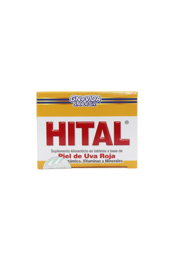 TBS. HITAL C/60 DE 1.8 GR C/U. A BASE DE PIEL DE UVA ROJA, ÁCIDO GLUTÁMICO, VITAMINAS Y MINERALES.