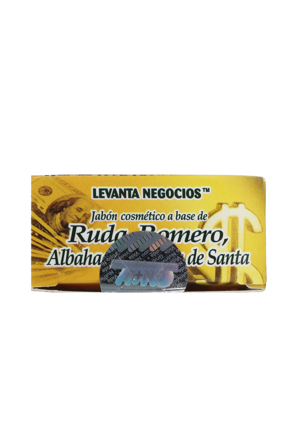 JABÓN COSMÉTICO LEVANTA NEGOCIOS A BASE DE RUDA, ROMERO, ALBAHACA Y HIERBA SANTA C/90 GR. JABÓN COSMÉTICO CON FÓRMULA TRADICIONAL.