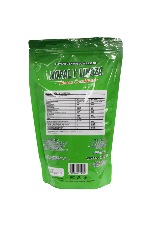 ALIMENTO EN POLVO A BASE DE NOPAL Y LINAZA C/470 GR. LINAZA CANADIENSE ADICIONADA CON OMEGA 3, 6 Y 9.