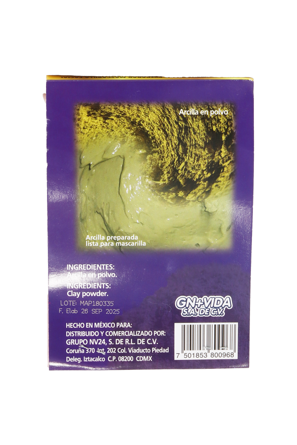 POLVO DE ARCILLA PARA PREPARAR MASCARILLA FACIAL C/75 GR. ARCILLA EN POLVO PRODUCTO COSMÉTICO .