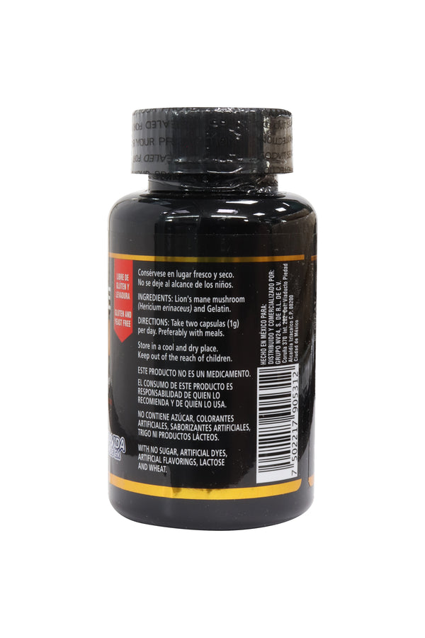CAPS. MELENA DE LEON C/60 DE 500MG C/U. LIBRE DE GLUTÉN Y LEVADURA. GODVIT.
