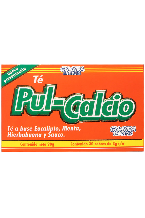 TÉ PUL-CALCIO C/30 SOBRES DE 3 GR C/U. TÉ A BASE DE EUCALIPTO, MENTA, HIERBABUENA Y SAUCO. CERTIFICADO DE CALIDAD HARPC.