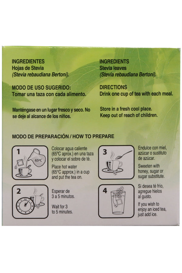 TÉ STEVIA C/30 SOBRES DE 3 GR C/U. CERTIFICADO DE CALIDAD HARPC.
