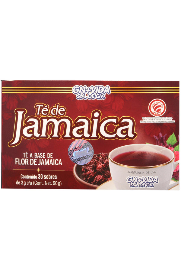 TÉ DE JAMAICA C/30 SOBRES DE 3 GR C/U. TÉ A BASE DE FLOR DE JAMAICA. CERTIFICADO DE CALIDAD HARPC.