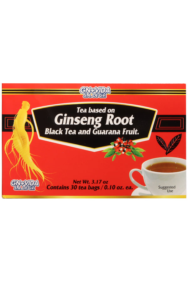 TÉ RAÍZ DE GINSENG, TÉ NEGRO Y FRUTO DE GUARANÁ C/30 SOBRES 3 GR C/U. CERTIFICADO DE CALIDAD HARPC.