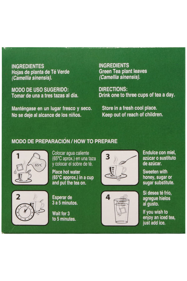 TÉ VERDE C/30 SOBRES DE 3 GR C/U. CERTIFICADO DE CALIDAD HARPC.