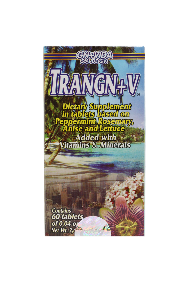 TBS. TRANGN+V C/60 DE 1.25 GR C/U. SUPLEMENTO ALIMENTICIO EN TABLETAS A BASE DE HIERBABUNA, ROMERO, ANÍS Y LECHUGA. ADICIONADA CON VITAMINAS Y MINERALES.