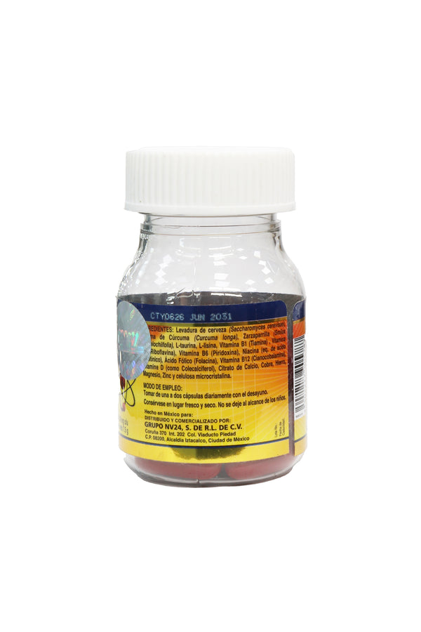 CAPS. TRIGNYECTA CON COMPLEJO B Y ÁCIDO FÓLICO C/15 DE 500 MG C/U. A BASE DE VITAMINAS, MINERALES E INGREDIENTES HERBALES. REFORZADA CON LEVADURA DE CERVEZA Y CÚRCUMA.