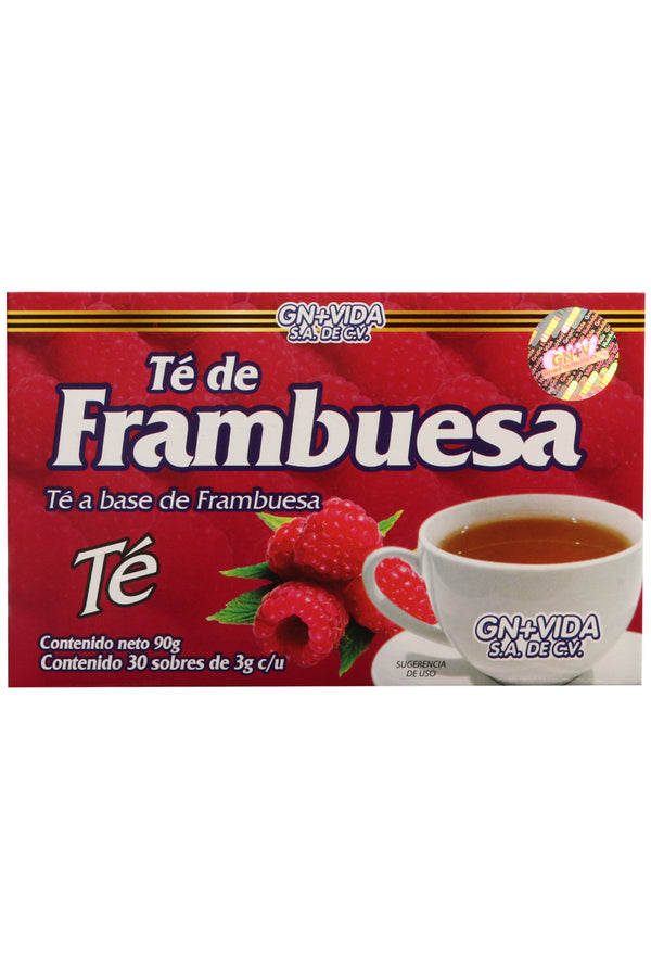 TÉ FRAMBUESA C/30 SOBRES DE 3G C/U. CERTIFICADO DE CALIDAD HARPC.