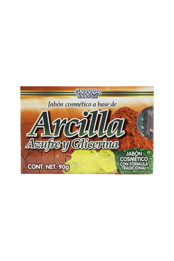 JABÓN COSMÉTICO A BASE DE ARCILLA , AZUFRE Y GLICERINA C/ 90 GR. JABÓN COSMÉTICO CON FÓMULA TRADICIONAL.