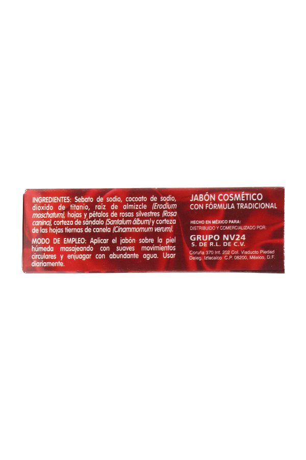 JABÓN COSMÉTICO ATRAYENTE A BASE DE ALMIZCLE, ROSAS SILVESTRES, SÁNDALO Y CANELA C/ 90 GR. JABÓN COSMÉTICO CON FÓRMULA TRADICIONAL.