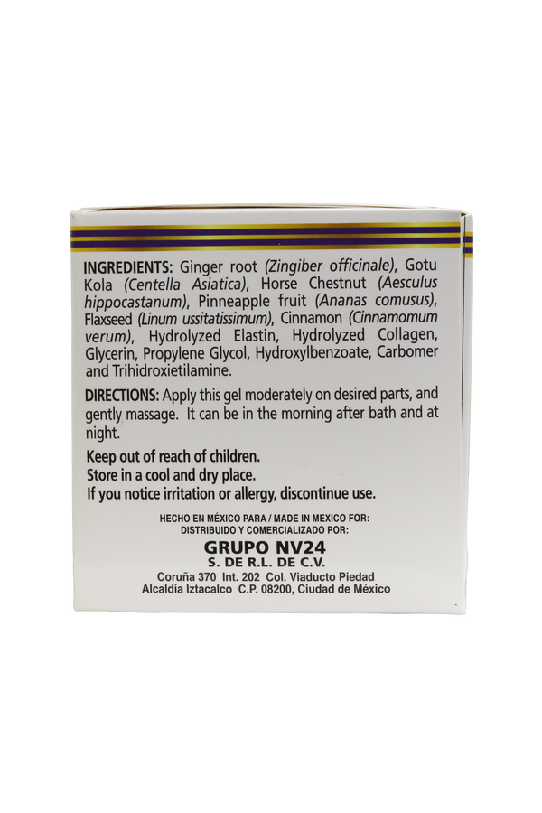 GEL CORPORAL CHUPAGRASS CON JENGIBRE 500 GRS. A BASE DE JENGIBRE, CENTELLA ASIÁTICA, CASTAÑO DE INDIAS, PIÑA, LINAZA Y CANELA.