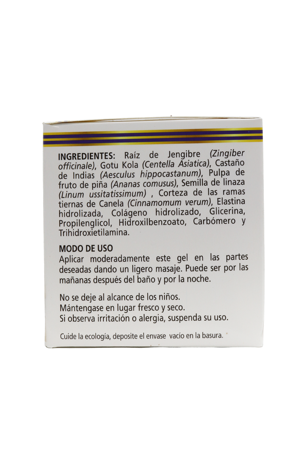 GEL CORPORAL CHUPAGRASS CON JENGIBRE 500 GRS. A BASE DE JENGIBRE, CENTELLA ASIÁTICA, CASTAÑO DE INDIAS, PIÑA, LINAZA Y CANELA.