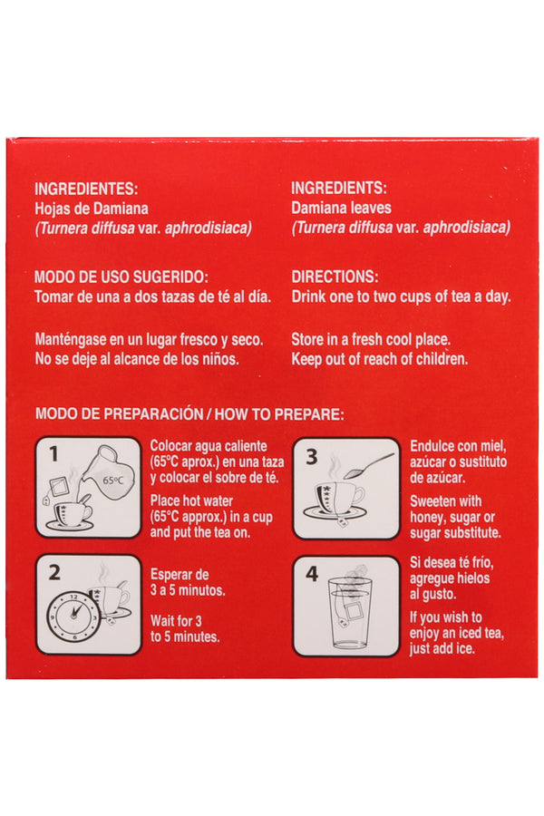 TÉ DAMIANA VAR. APHRODISIACA C/30 SOBRES DE 3GR C/U. CERTIFICADO DE CALIDAD HARPC.