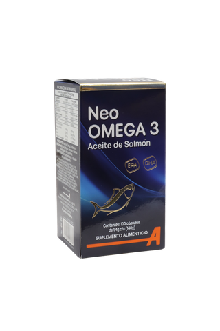 CAPS. NEO OMEGA 3 ACEITE DE SALMON C/100 DE 1.4 GR C/U. ADICCIONADO CON EPA Y DHA.