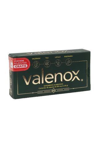 CAPS. VALENOX  C/40 DE 500 MG C/U. A BASE DE VALERIANA, TILA , LÚPULO Y PASIONARIA.