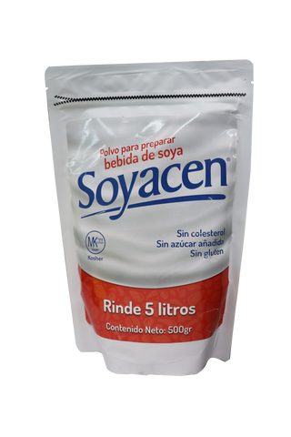 POLVO PARA PREPARAR BEIDA DE SOYA SOYACEN C/ 500GR. NATURAL (BOLSA) SIN COLESTEROL, SIN GLUTÉN , SIN AZÚCAR AÑADIDA.