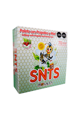 BOLSA PALETA SNTS CON PROPÓLEO Y MIEL C/70 PZ DE 7GR C/U. SABOR MENTA-CEREZA.