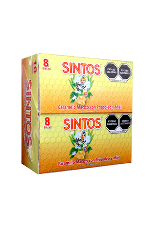 CARAMELO SINTOS CAJITA C/10 BLISTERS caramelo macizo con propoleo y miel 28GR IEPS 8% 1X18