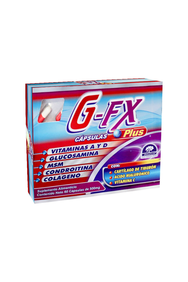 CAPS. G-FX PLUS C/60 * 1X68 con vit a y d, glucosamina, msm, condroitina, colageno, cartilago de tiburon, acido hialuronico y vit c